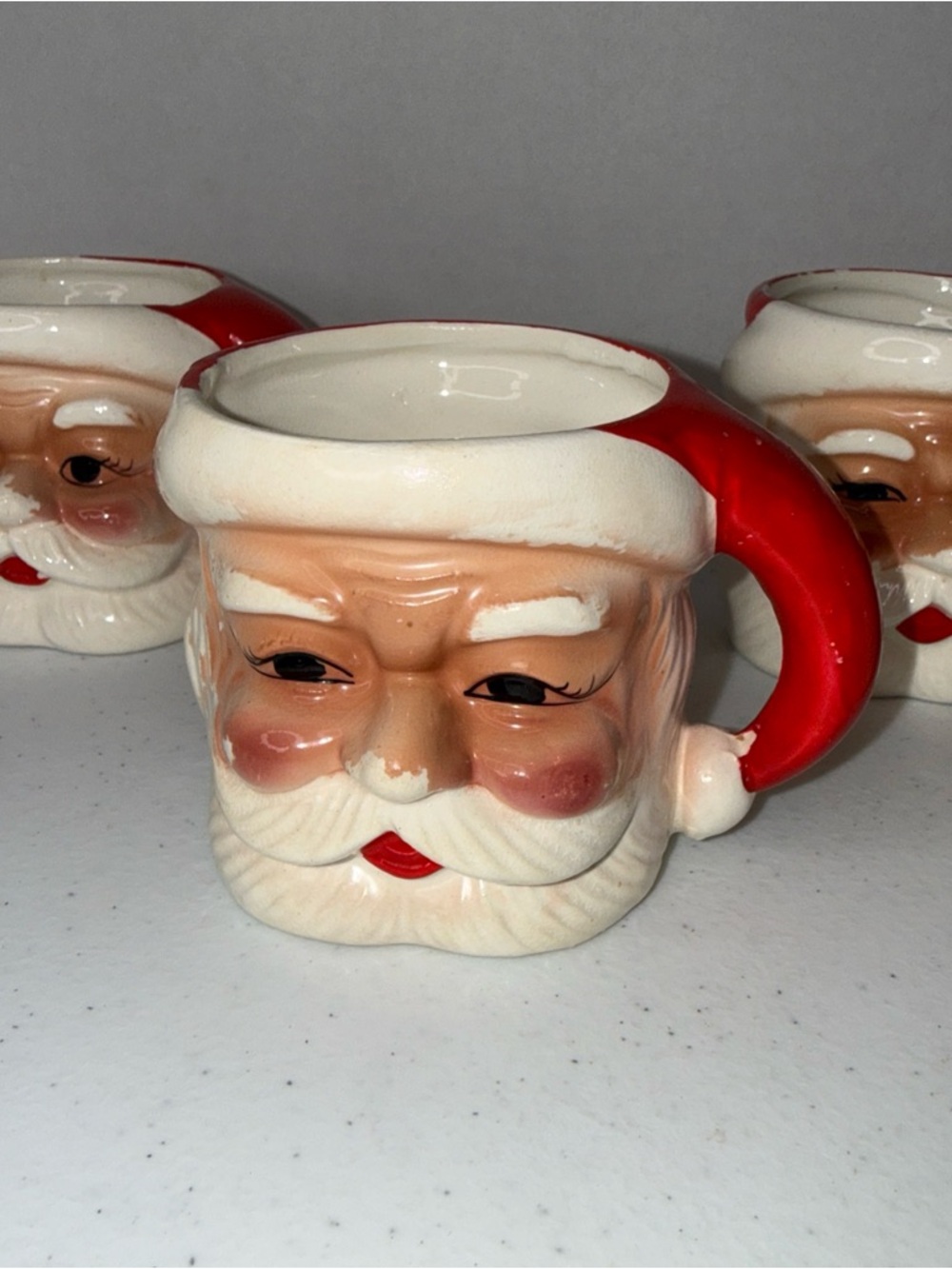 3” Japan made Santa Claus Ceramic Mug - Red and White Holiday Cup set of 4 - Picture 3 of 16